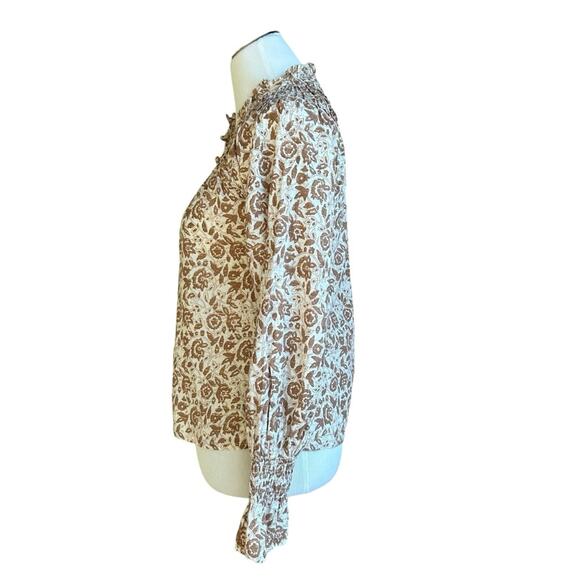 Cleobella cotton floral and gold thread yoke neck blouse sz xs - Picture 2 of 8